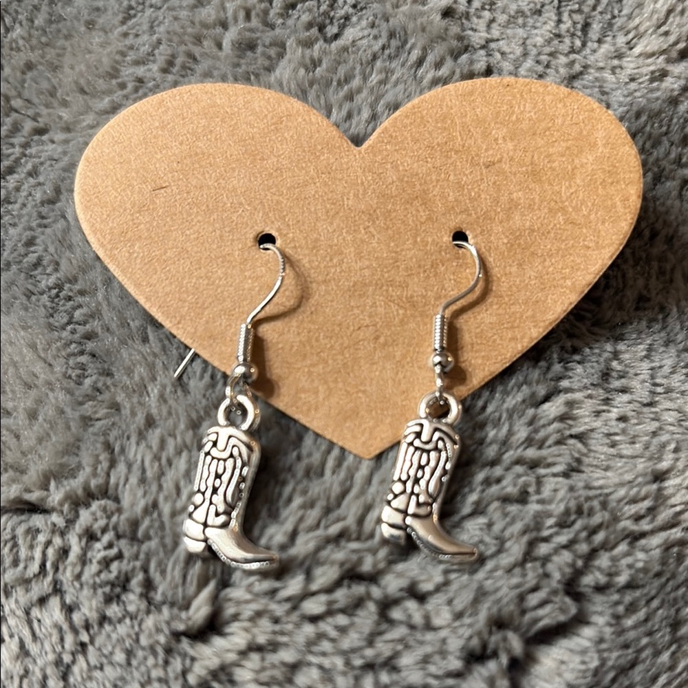 Silver Cowboy Boot Earrings